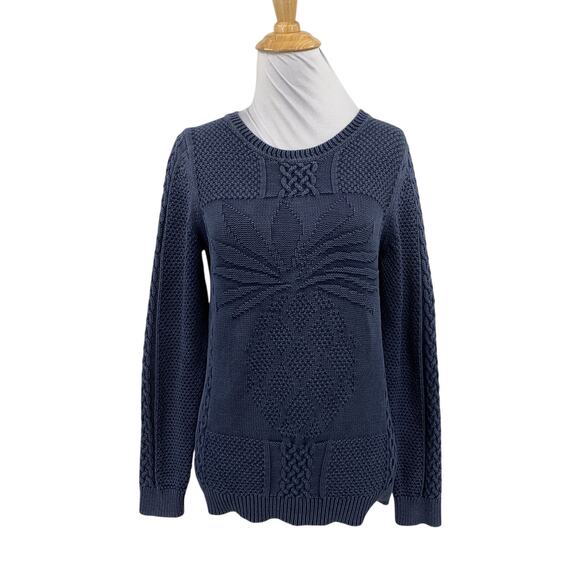 Tommy Bahama Sweater Womens S Small Windsor Havana Blues Pineapple Textured Knit - Picture 1 of 11